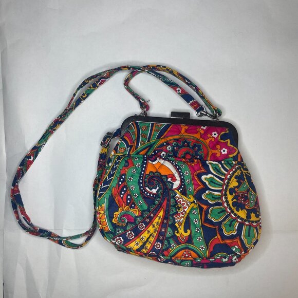 Vera Bradley Cotton Carson Mini Shoulder Bag With Vibrant Floral Paisley Pattern - Picture 4 of 9